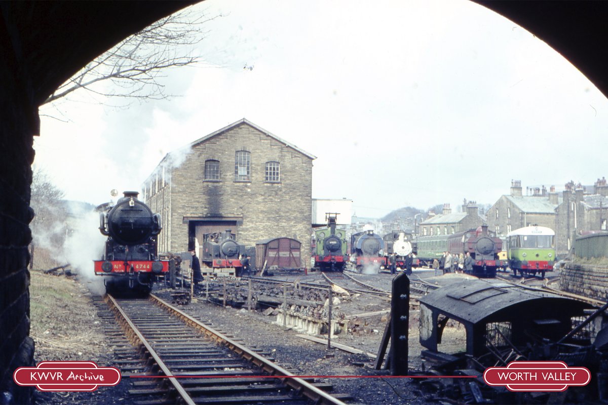 Looking back into Haworth Yard during the early years from the mainline cess under Bridge 26, LNER 4744 steaming out of Haworth and past the yard.

MSC 67, JOEM, No. 63, 72, 5775, and a DRB are on view in the yard. Can you guess the year from the archive?

📷 Howard Malham