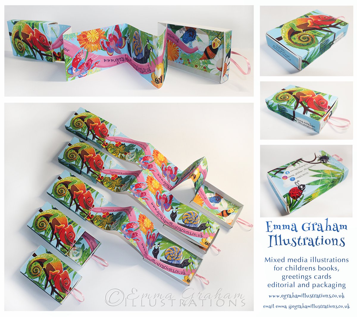 I've created a 3d mailer, to promote my #illustration work, to 'snail mail' to publishers & agencies. Something to catch the eye, make them smile, pin to their boards (& give them an 'earworm') #publisher #packager #illustrationagent #designcompany