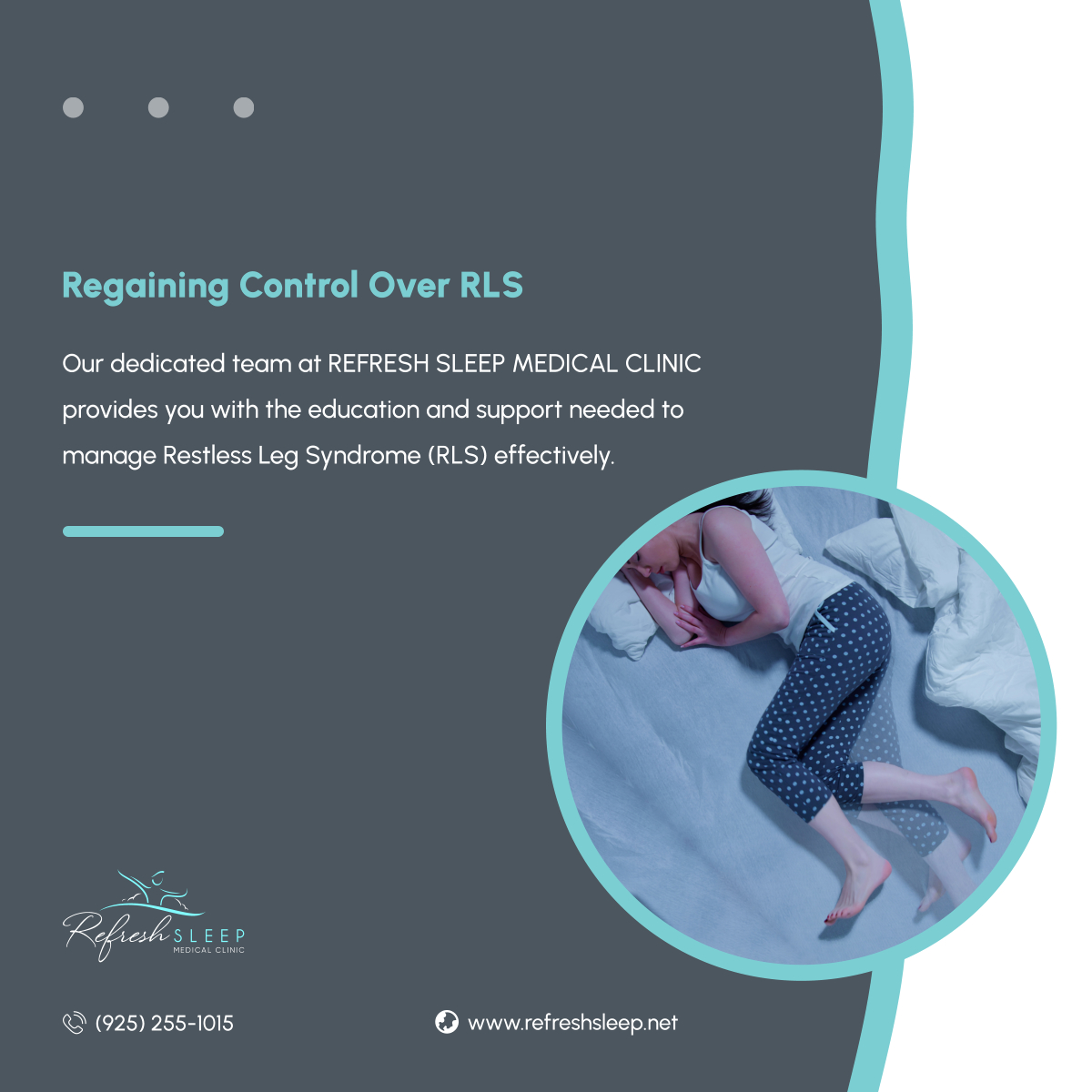 Restless Leg Syndrome can disrupt your sleep and life, but it doesn't have to. Discover how personalized care and understanding can bring back the tranquility of restful nights. 

#PleasantonCA #AdultAndChildSleepClinic #RLS #RestfulSleep #QualityOfLife
