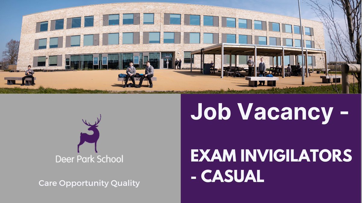 We are looking for people to join our bank of #ExamInvigilators. Exams are predominately during normal school hours. If you would be interested in further information on this role please E-mail your contact details to hr@wildern.org. deerparksecondary.org/joining-us/sv/… #JobVacancy