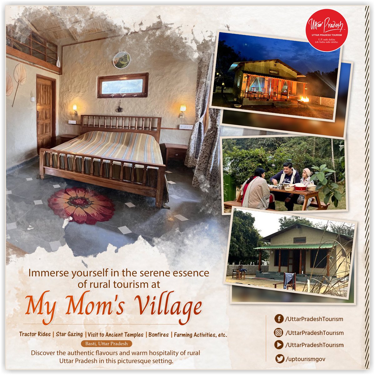 Immerse yourself in the serene essence of rural tourism at My Mom’s Village-Estate Shivpur and experience the charm of rural life through engaging activities such as graming, tractor rides, and bonfires.