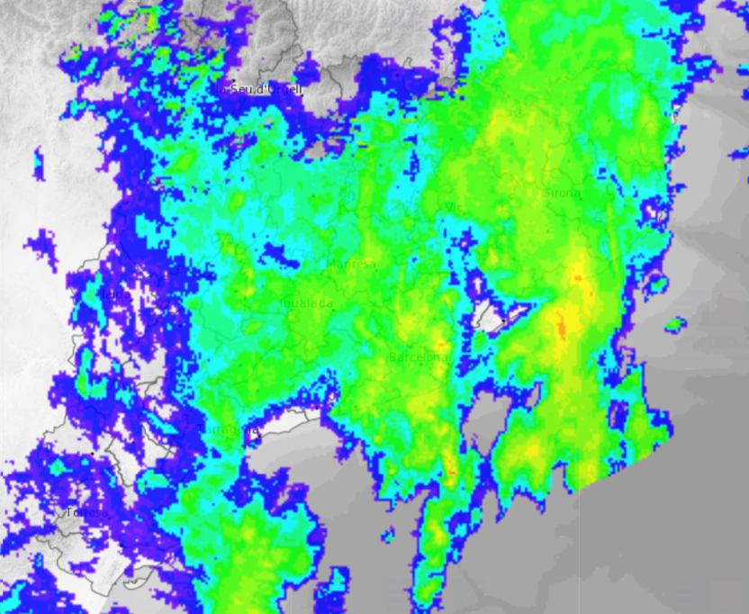 Así esta el radar de Cataluña. Simplemente felicidad🥹☔️#meteo