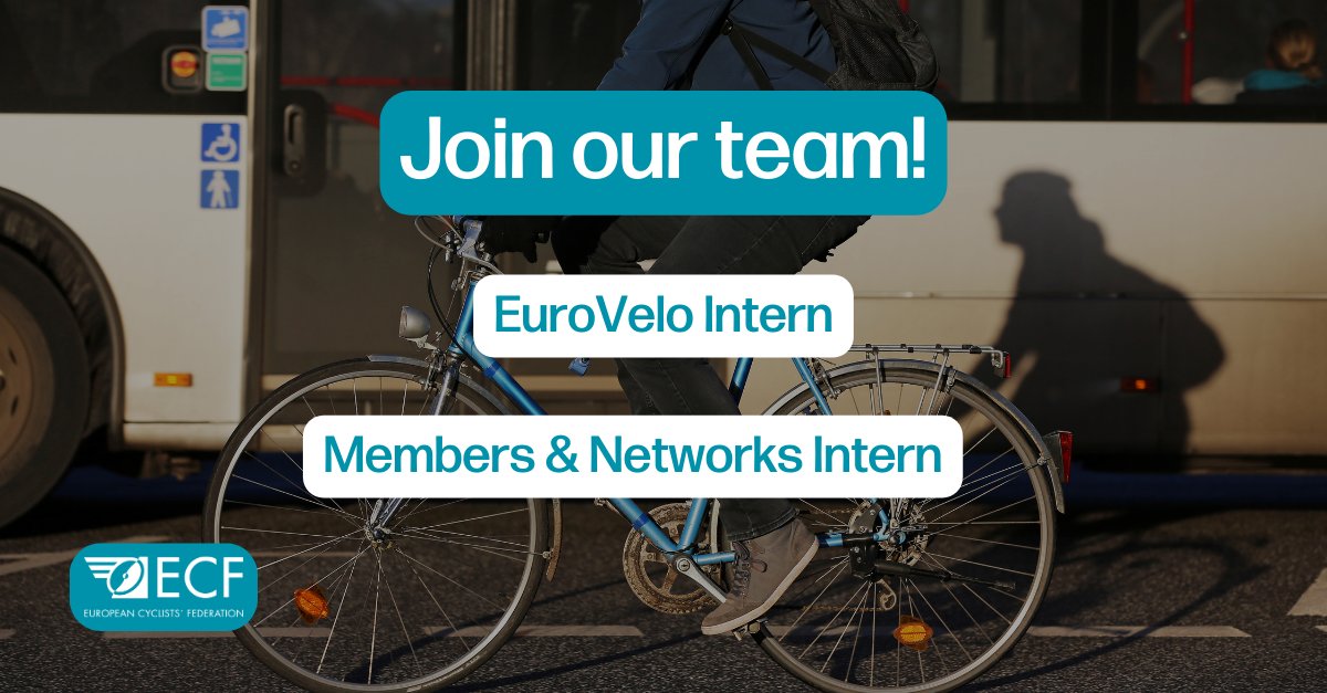 Join our team! 🚨 Interested in working with us? ECF is the European umbrella federation of civil society organisations advocating and working for more and better cycling. ECF is looking for a motivated: 🚲EuroVelo Intern 🚲Members & Networks Intern 🔗ecf.com/who-we-are/vac…