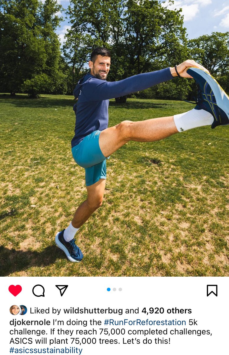 Djokovic running for #reforestation 

ASICS has promised to plant trees as part of this project.

Now that’s the way to #savetheplanet