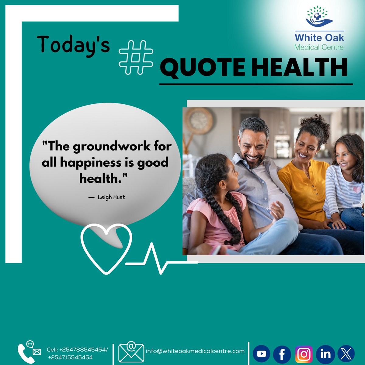 Prioritize your health – it's the key to unlocking a life full of joy.
Take advantage of our ongoing well woman & well man packages going for only Kshs. 16,000

Contact us on  +254715545454 to schedule your appointment.

#healthfirst
#goodhealth
#wellness