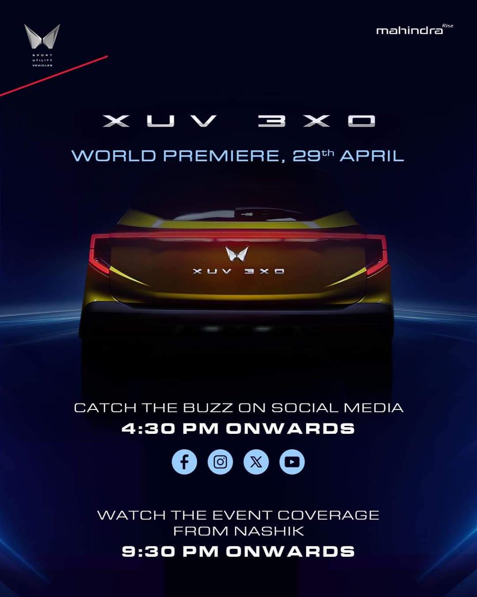 Get ready for the grand unveil. Witness the worldwide premiere of the XUV3XO: bit.ly/44rKAuf #XUV3XO #EverythingYouWantAndMore #The3XFactor