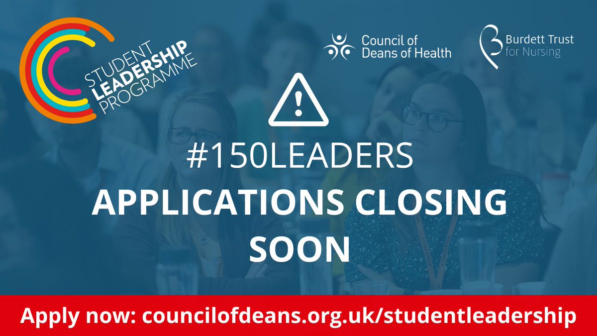 📢Only one week until #150Leaders 2024-25 applications for #nursing, #midwifery and #AHP students close! Don't miss our opportunity!

⬇️⬇️⬇️