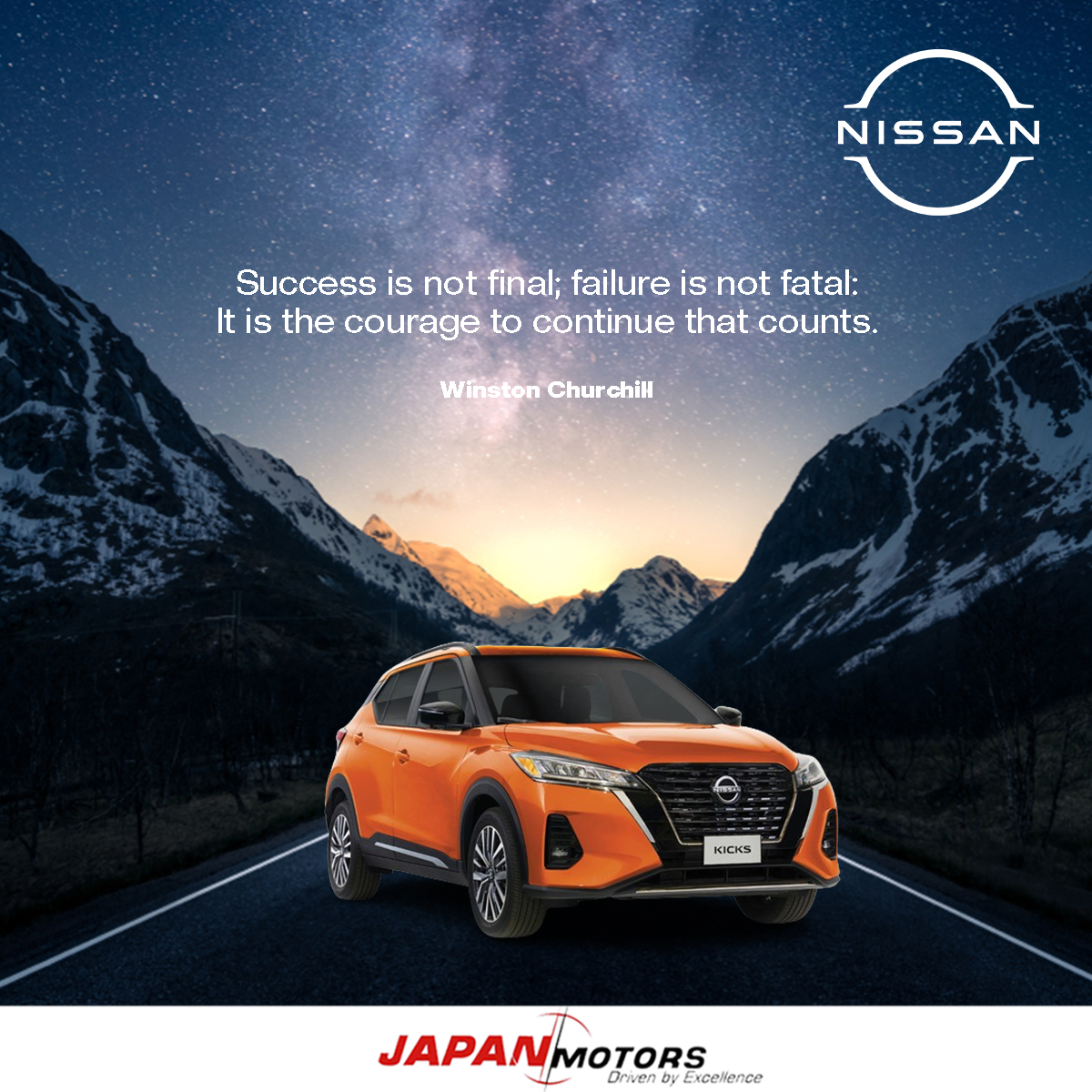 Success is not final; failure is not fatal: It is the courage to continue that counts. - Winston Churchill Call our hotline📞:0244338393 #JapanMotors #NissanGhana #SolidarityForever #Nissan #NissanRoadTripReady #OffRoad #SUV #NissanLove #JapanMotors #NissanGhana