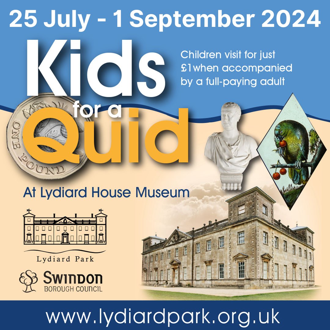 Our fantastic Kids for a Quid offer at Lydiard House is coming back! Up to four children can visit Lydiard House for just £1 when accompanied by a full paying adult. Offer valid 25 July - 1 September. #swindon #wiltshire #daysoutwithkids #lowcostactivities #lydiardpark