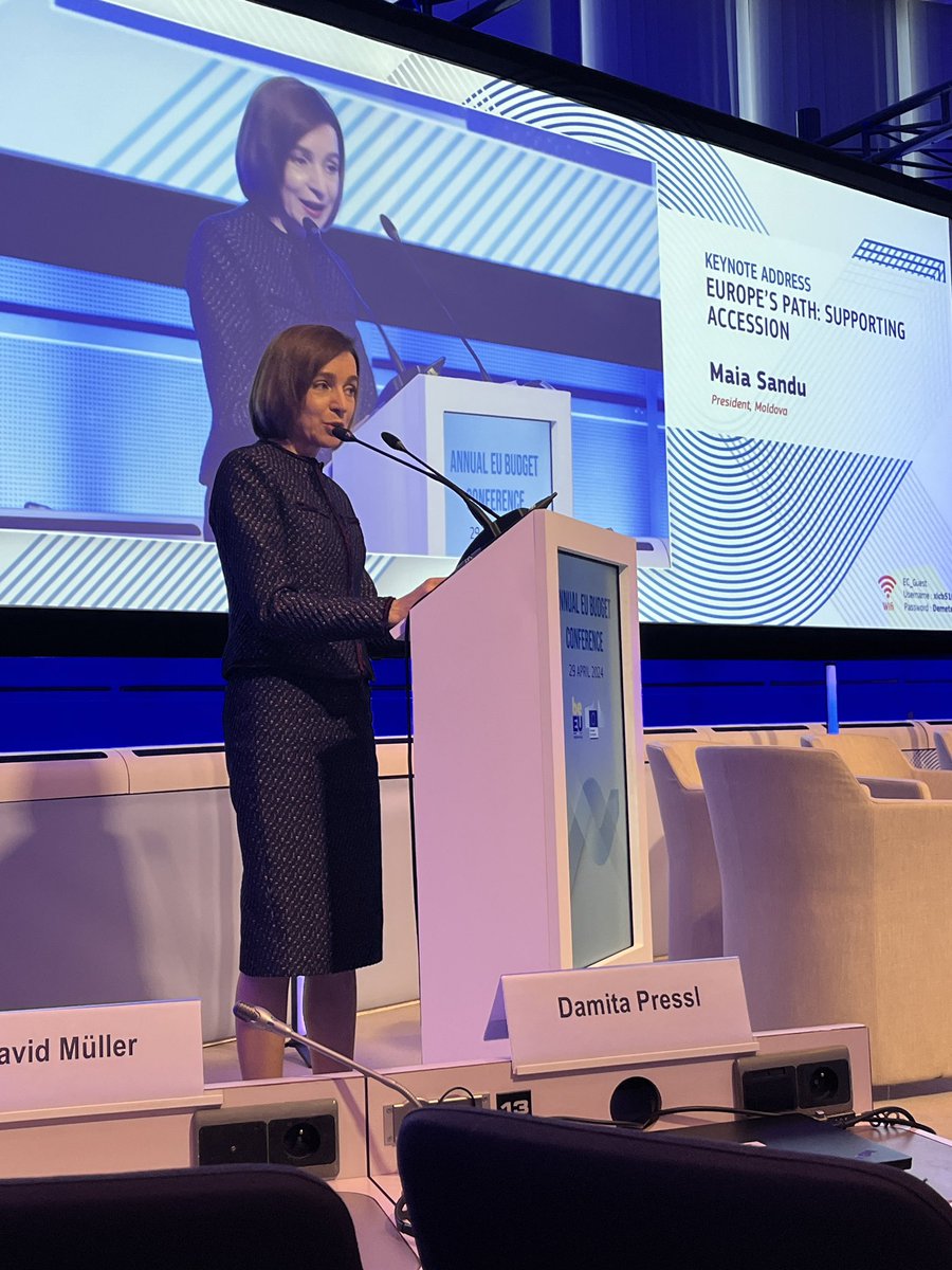 🇲🇩 Moldova President @sandumaiamd tells EU budget conference #ABC2024 “As a candidate country I cannot tell you what to spend your budget on… but our future depends on it” “It is and must be a budget for peace… a budget to help protect the values we hold dear”