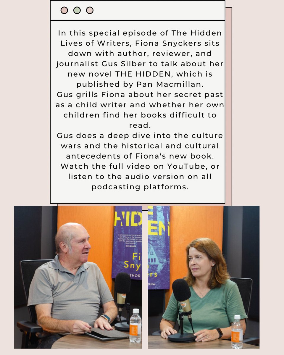 S3 Episode 7 OUT NOW🔥 Get ready to delve deep into the hidden life of our very own co-host, FIONA SNYCKERS, as she discusses her new novel with previous interviewee, GUS SILBER 📚