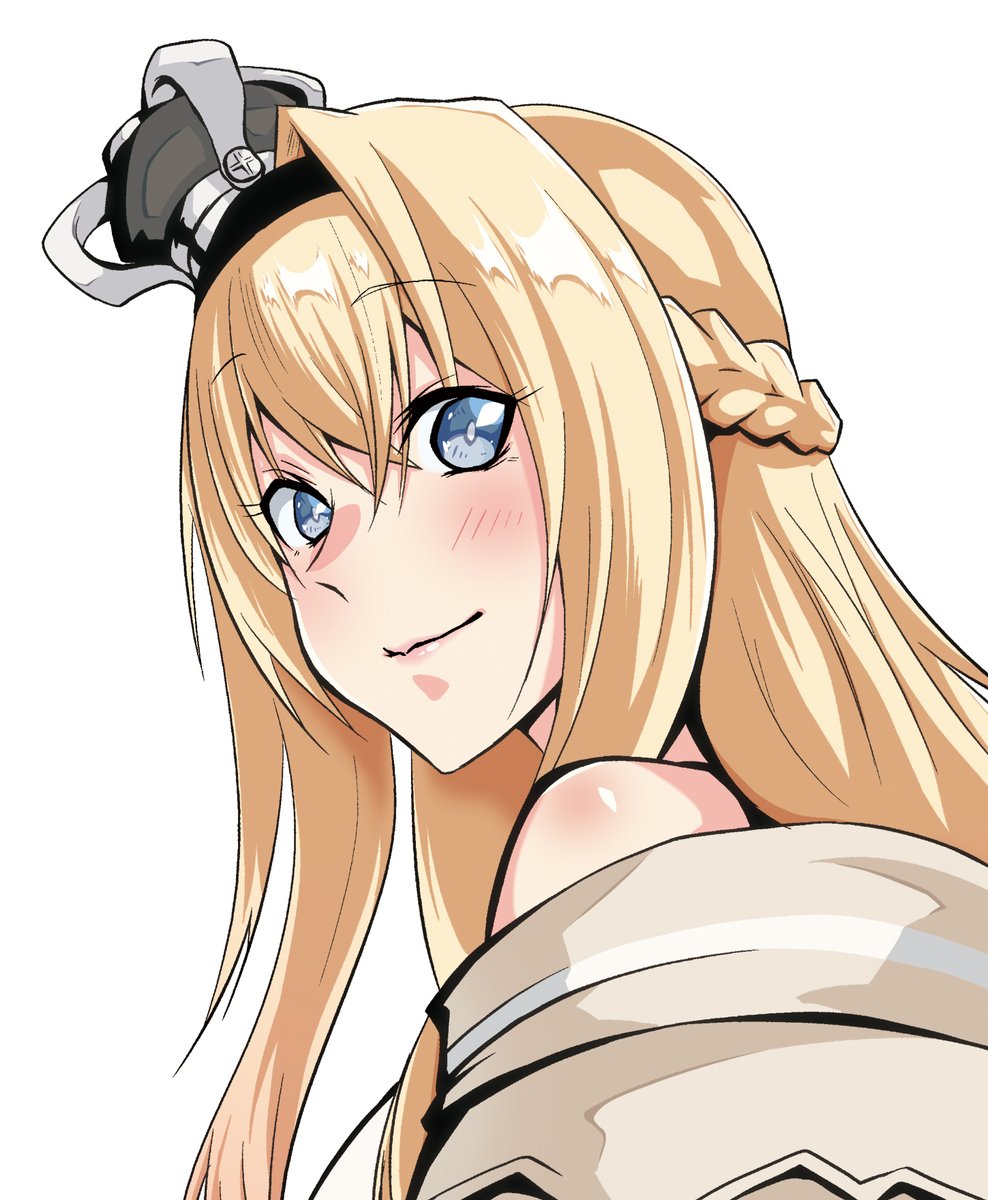 warspite (kancolle) 1girl solo long hair looking at viewer smile blue eyes simple background  illustration images