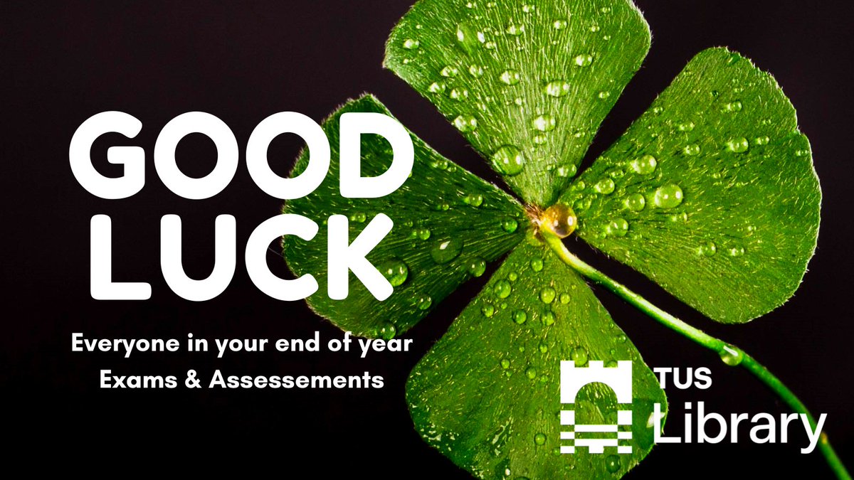Bes of Luck everyone in your exams from everyone in the library. Don't forget we're here to support you with extra seats in the library, our positive living collection, our libguides and our quiet seating. #tusexams @tuslibrary @TUS_Athlone_ @TUS_SU_
