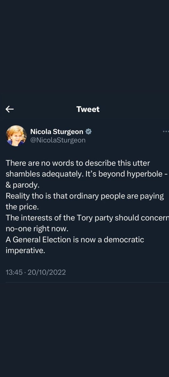 Just a reminder of what SNP were calling for not so long ago. I suggest the ' utter shambles, beyond hyperbole & parody' she describes was a mere preamble to this main SNP event 😆