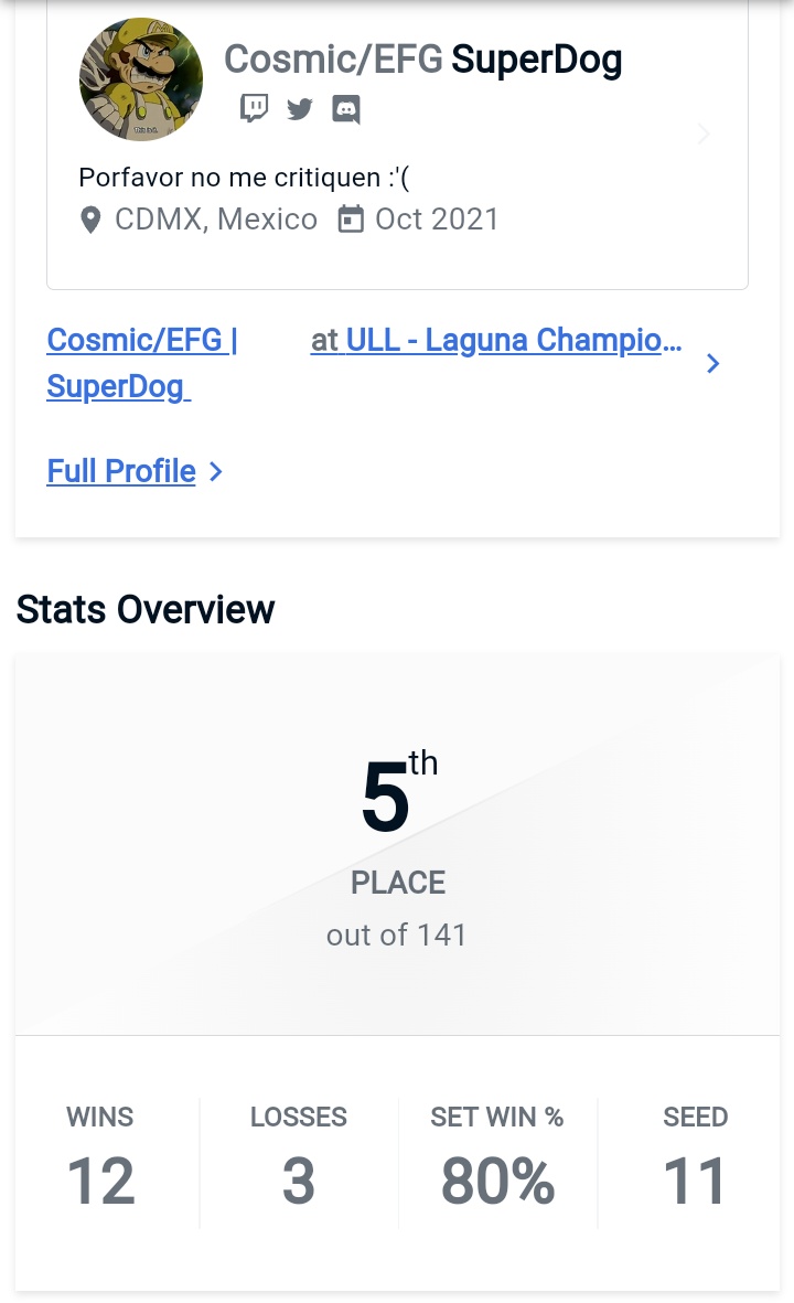 5/141 con wins sobre Ang, Duplex, Mustaine y JaZar, estoy feliz de seguir mejorando cada vez más y espero pronto llevarme ese top 1!! 
Ggs <a href="/Rafita_345/">Grimmer El Magnífico!</a> y <a href="/Skyjay2301/">Yikes!/Skyjay</a>