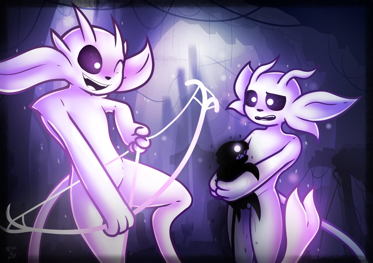 Shadow critter!

Naira and ILO wanders the gloomy cave and found a small creature thats been following them

oh hey i finally posted an art
sorry i got really addicted to Monster Hunter hahaha!