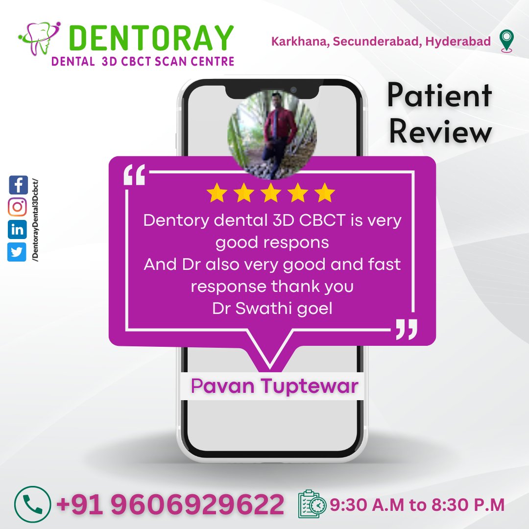 🌟 **#ThankYou #FiveStarRating #PatientAppreciation #DENTORAYGratitude #DrSwatiGoel #DentalWellBeing #CuttingEdgeCBCT #PrecisionDiagnostics #HappyPatients #PositiveFeedback #PatientSatisfaction #Karkhana #Secunderabad #Hyderabad #DentalCare #GratefulHeart #PatientLove **