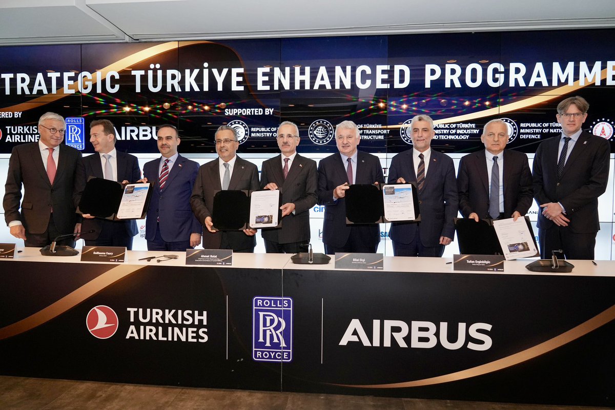 THY – Airbus – Rolls Royce Ortak Üretim Koordinasyon İmza Töreni’ne ülkemizin havacılık sektöründeki potansiyelini ve dünya pazarındaki konumunu bir adım daha ileri taşımak adına katılım sağlamış bulunuyoruz. “İhracatın Yüzyılı”nda, milli gururumuz ve bayrak taşıyıcı havayolumuz…