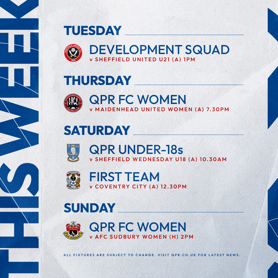 This week's order of play 📋 @QPRAcademy 🤝 @QPRWFC