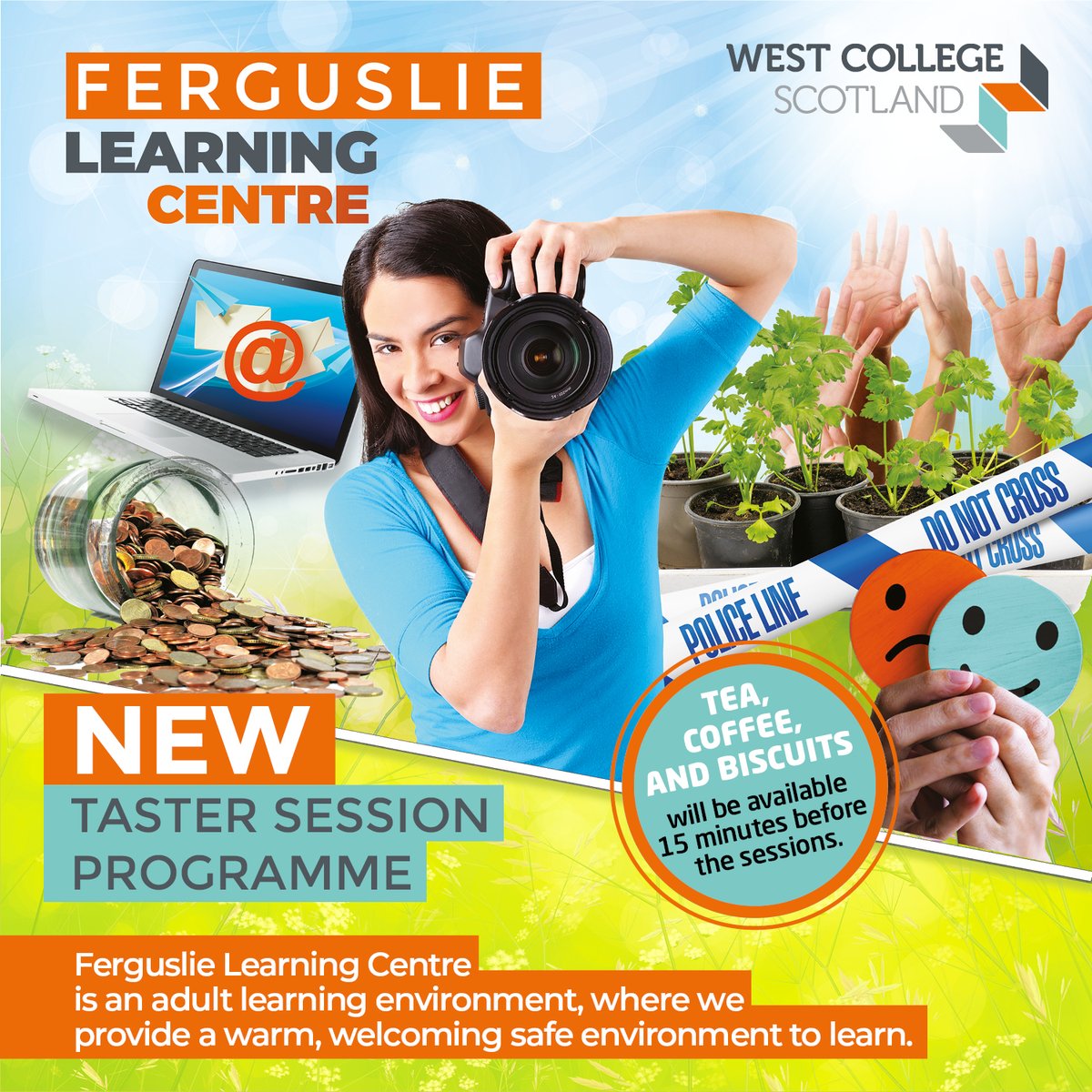 Our next Ferguslie Open Day is this Thursday 2 May, 10am to 2pm. We'll be giving out info on our taster sessions for May & June and also our classes starting in August. Everyone is welcome to pop in for a cuppa and a chat with our team. We hope you can make it!