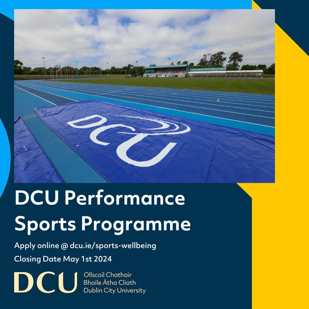 The DCU Performance Sports Programme for 2024/25 close THIS WEDNESDAY 1st May. For more information, criteria and how to apply for a Sport Scholarship & CAO Points Concession visit the link HERE: dcu.ie/sports/sport-s… #WeAreDCU @DCU @DCUSport