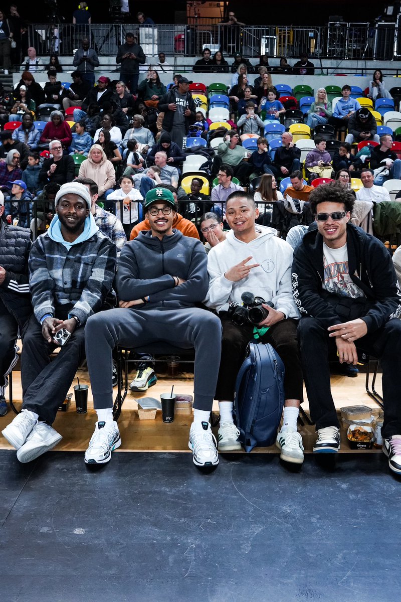 NBA champ and Washington Wizards star Jordan Poole, and Golden State Warriors @Effort_les were our courtside guests for playoff game one! 🤝🔥 #WeAreLondon