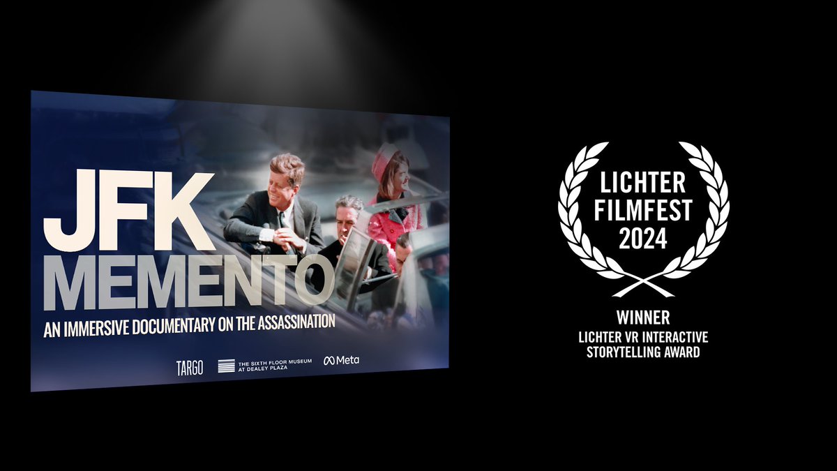 TARGO's April updates 🏆
✅'JFK Memento' won the LICHTER Filmfest Frankfurt International's VR Interactive Storytelling Award 🎉
✅@RochereuilChlo attended the @forumdesimages' #NewImages Festival in Paris. 'JFK Memento' was part of their 2024 Out of Competition XR Selection!