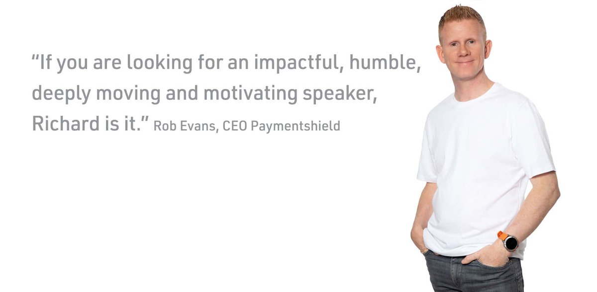 'If you are looking for an impactful, humble, deeply moving and motivating speaker, Richard is it.' - Rob Evans, CEO Paymentshield 

richardmccann.co.uk #speaker #motivationalspeaker #keynotespeaker