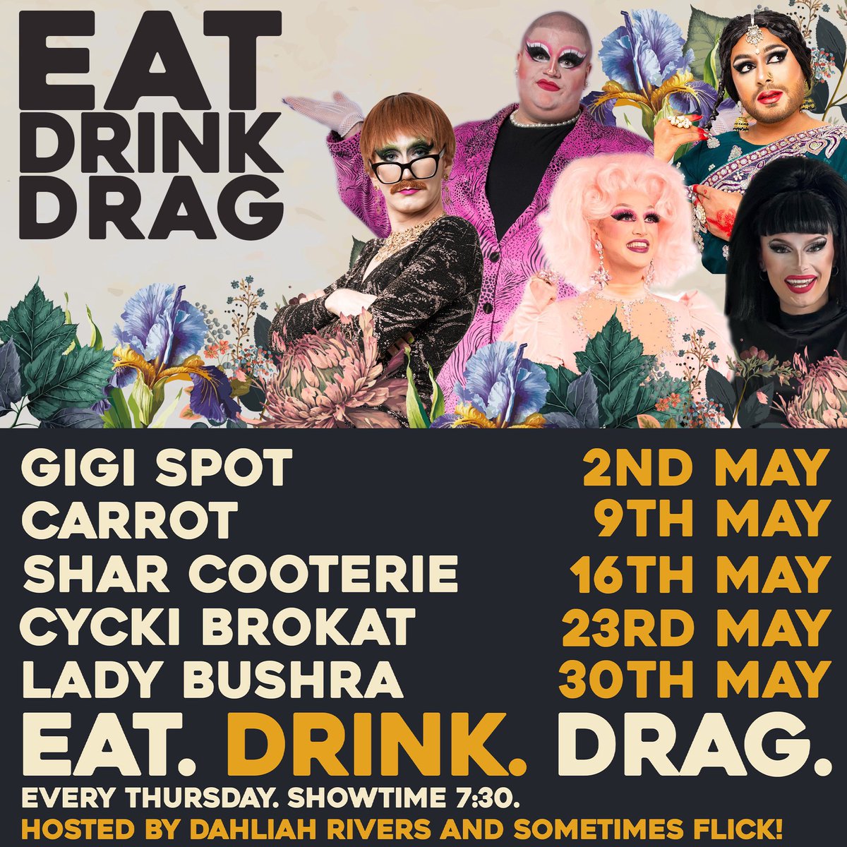 MAY THURSDAY CLUB LOOKING 🔥 👠 We’ve put together a stunning line up of talent for May’s ‘Eat, Drink, Drag’ here at @TheLoftBrum 💄 Join us every Thursday for LIVE cabaret from 7.30pm! 🍹 PLUS TWO COCKTAILS FOR £12!