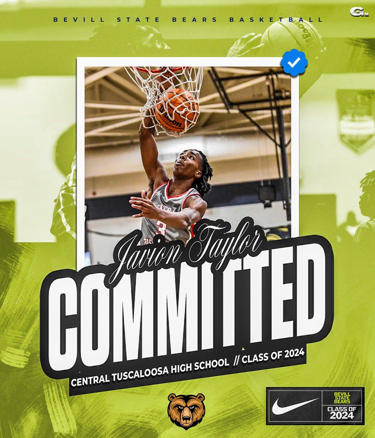 Sr. Guard @JavionTaylor7 has committed to @bevillstate Signing Day will be Wednesday at 230 in the Roosevelt Sanders Gymnasium. @garyharris_wvua @annaesnyder2 @tuscaloosanews @TuscaloosaPatch @h_tusc @TCSAthletics_1 @TCSBoardofEd