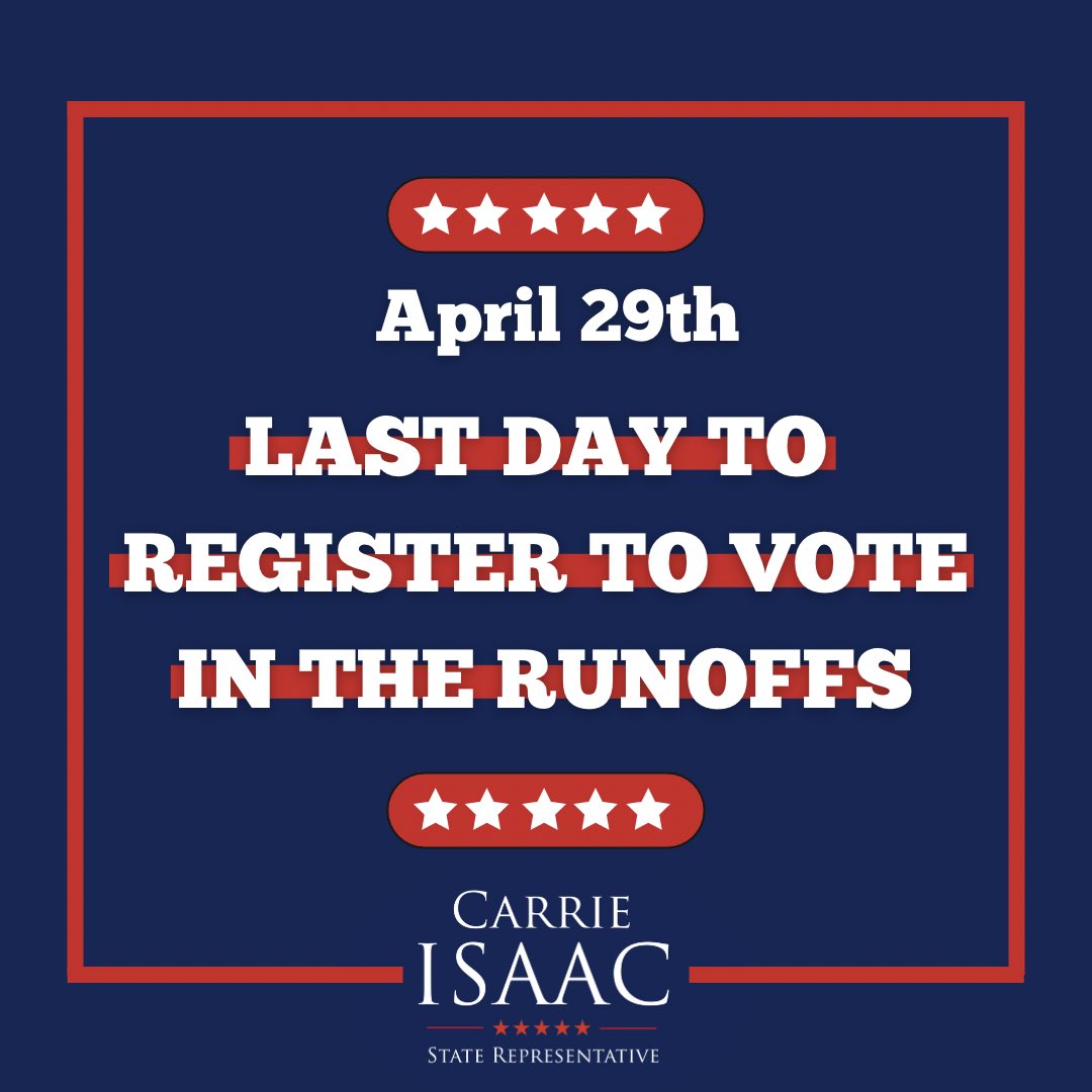 The 2024 Runoff Election is coming up on May 28! Be sure to register to vote by April 29th in order to vote!

Learn more about how to register, confirm your registration, or update it at votetexas.gov. 

#VoteTexas #runoff #election