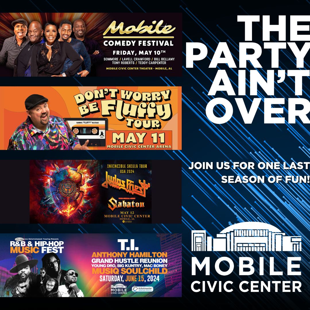 We're going out with a blast! Join us for one of these incredible shows now at Ticketmaster.com or the box office!

#MobileAlabama #MobileAL #MobileCounty #BaldwinCounty #GulfCoast #DowntownMobile #Pensacola #Biloxi