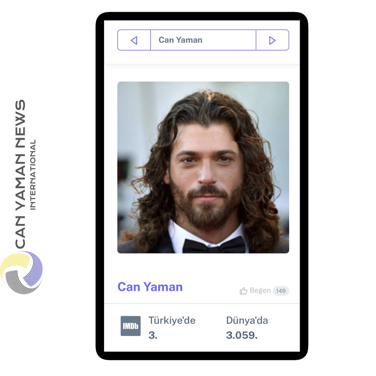 ♦️#CanYaman is no 3 from all Turkish actors and actresses on IMDb chart week commencing 29/04/24. #CanYaman is positioned as no 3059 from 11M artists monitored worldwide. @socipol Top 3 for 11 weeks Top 5 for 14 weeks imdb.com/name/nm7097848/