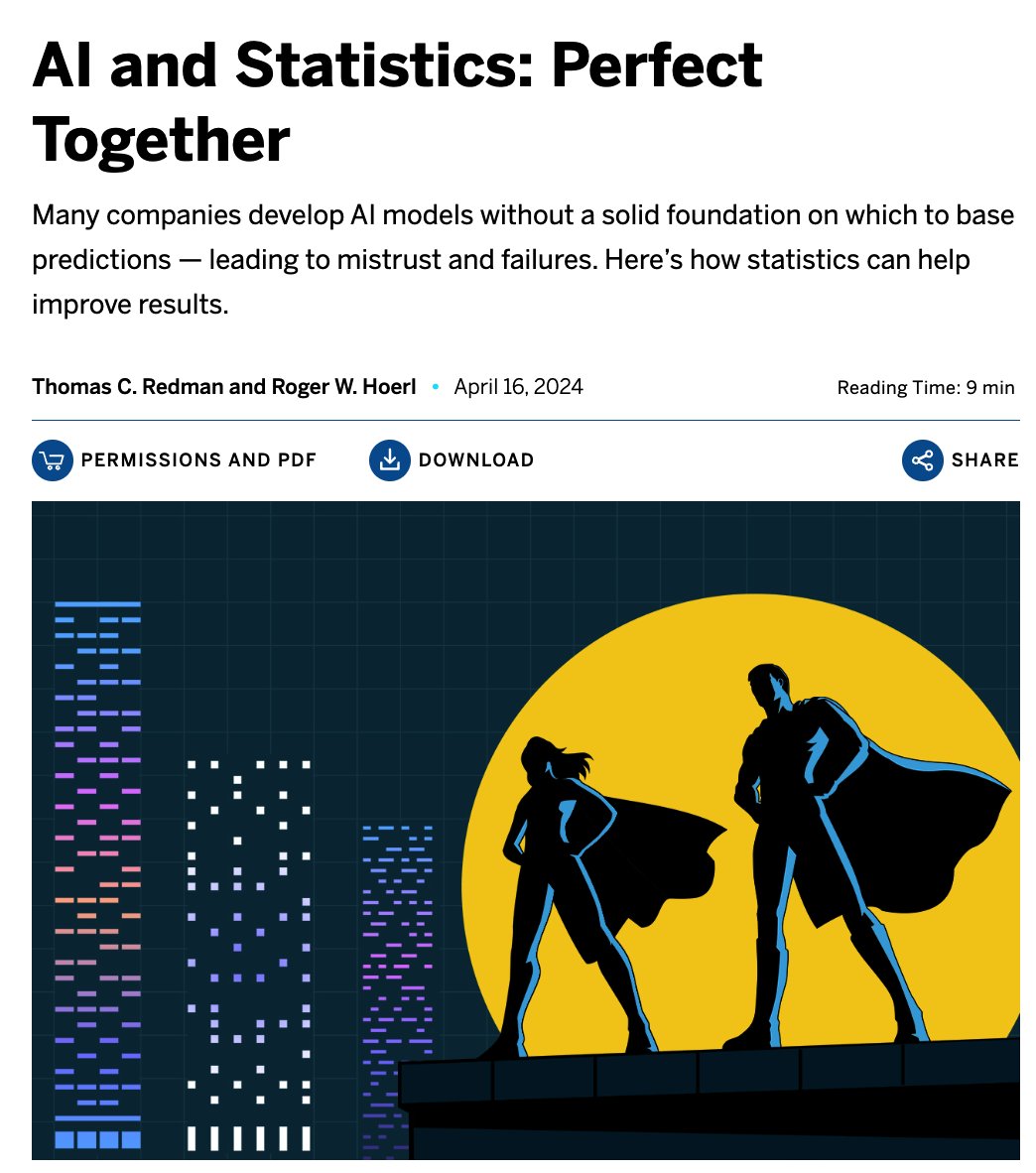 AI and Statistics: Perfect Together ow.ly/axM350Rkwk4 by @thedatadoc1 @rogerhoerl #DataScience #FutureOfWork #PeopleAnalytics