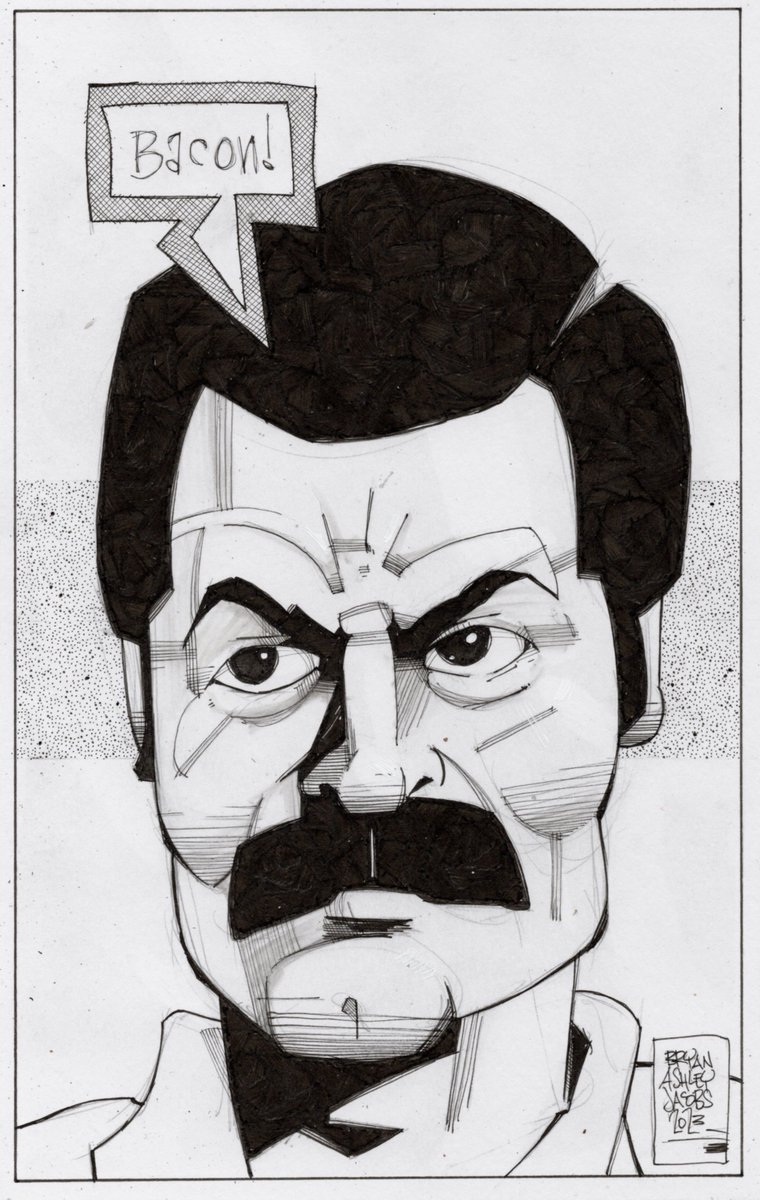 Still Available:
When in doubt, Ron will show you the way.  This is 'The Tao of Ron.'  (7'x11'  70.00....Just DM if interested)  #RonSwanson #NickOfferman #illustration #art