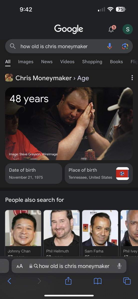 WhyteDynamite's tweet image. @CMONEYMAKER  I googled your age to see if I qualify for your “Older than Moneymaker” event at MGM this summer. Sadly, I’m just a bit too young. 

I have to say, though, that you are looking great in the photo that came up in the search. #fossilman @FossilMan