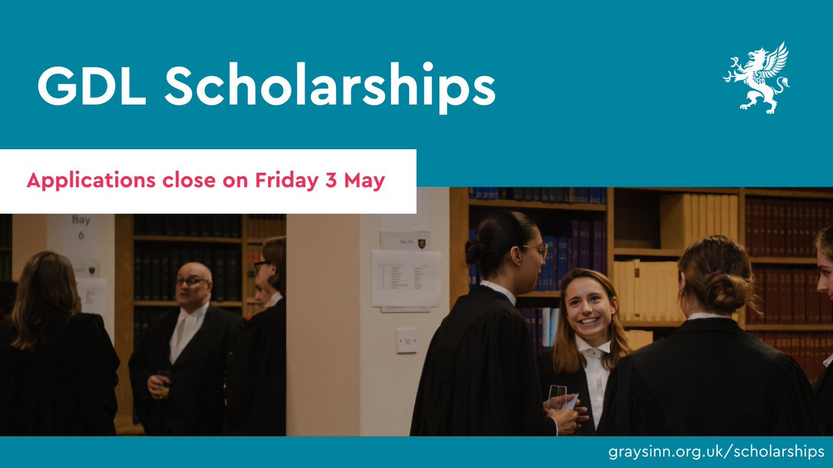 Our application portal for GDL Scholarships closes this Friday 3 May. You still have time – apply today!🕰️✍️ Do contact us if you have any pressing last-minute questions, we are here to support you. ⚖️ 🔗Apply: graysinn.org.uk/scholarships/g…