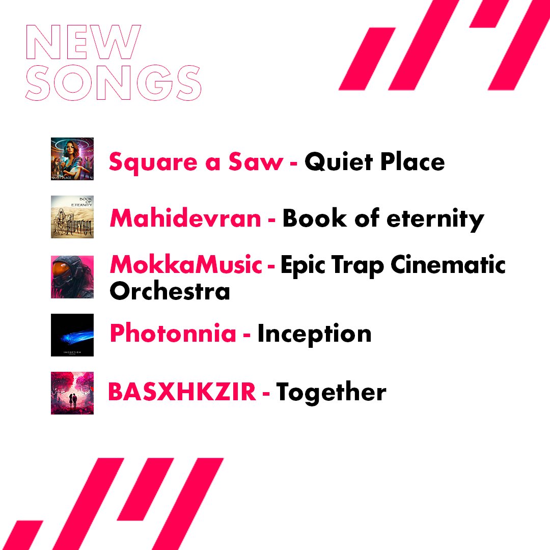 We've come up with a new format for highlighting monthly releases on the platform:
Square a Saw - Quiet Place
Mahidevran - Book of eternity
MokkaMusic - Epic Trap Cinematic Orchestra
Photonnia - Inception
BASXHKZIR - Together

Listen to them now: bit.ly/44j0F5w

#jamendo