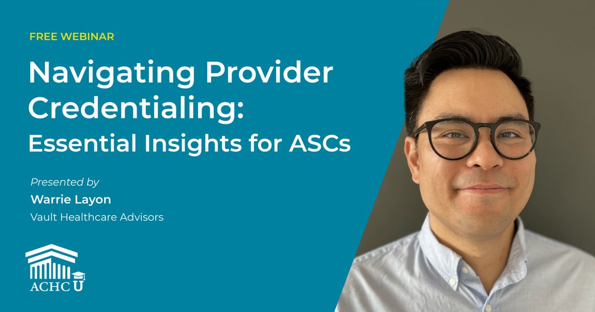 Attention ASCs! 🏥 Get the knowledge and strategies you need for successful provider credentialing. Join our free webinar, "Navigating Provider Credentialing: Essential Insights for ASCs"

Don't miss this opportunity! Secure your spot: achc.info/3xZVUSf