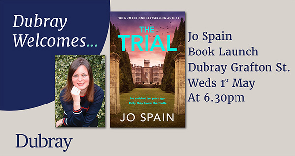 #DubrayBookLaunch We are delighted to welcome Jo Spain to our #DubrayGraftonSt shop for her new atmospheric and chilling novel #TheTrial. Taking place this Wednesday, 1st May, 6.30 pm onwards. All welcome! We hope to see you there ✨ dubraybooks.ie/product/the-tr…