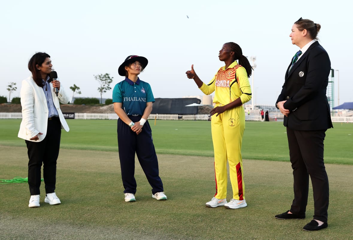 Match Day: ICC T20 Women's Global Qualifiers

Game 3: Uganda 🇺🇬 vs. Thailand 🇹🇭

Toss: Thailand won and chose to bowl.

 Esther Iloku out, Malisa Ariokot in

Follow game on icc-cricket.com/matches/242984…

Catch the action live on icc.tv

#LetsGoVictoriaPearls