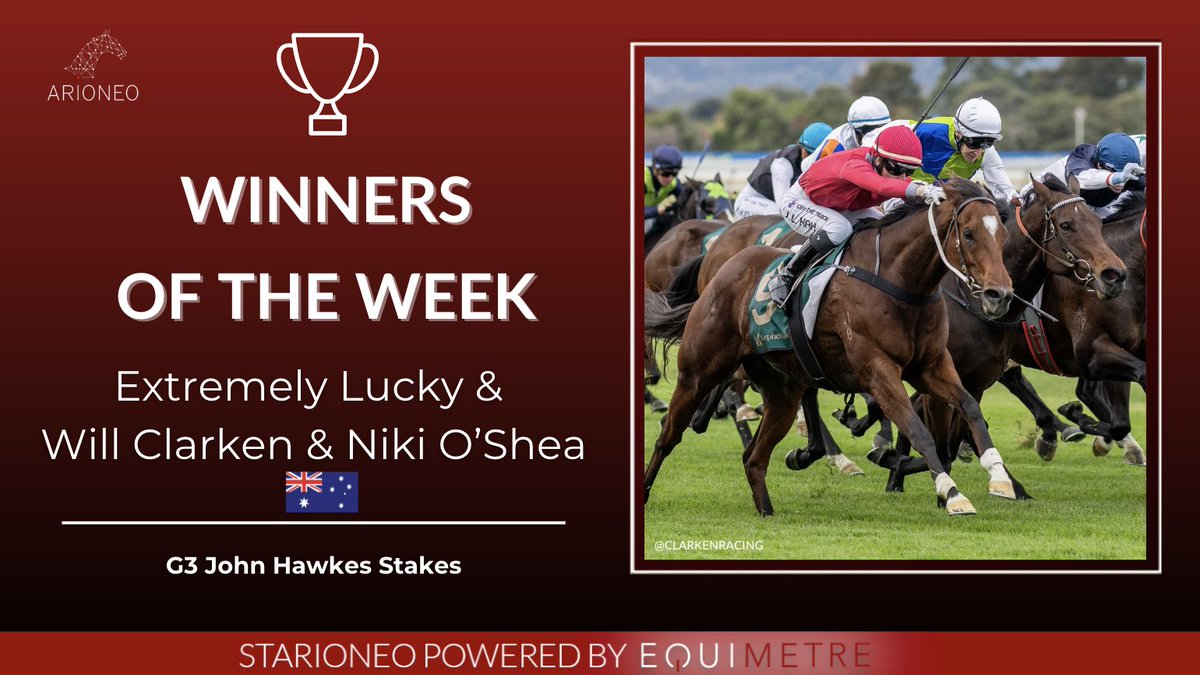 Congratulations to @Clarken_Racing & Niki O'Shea on their victory with Extremely Lucky in the Group 3 John Hawkes Stakes race! 👏💥🎉 #Arioneo #Equimetre #empoweryourexpertise #horsedatascience
