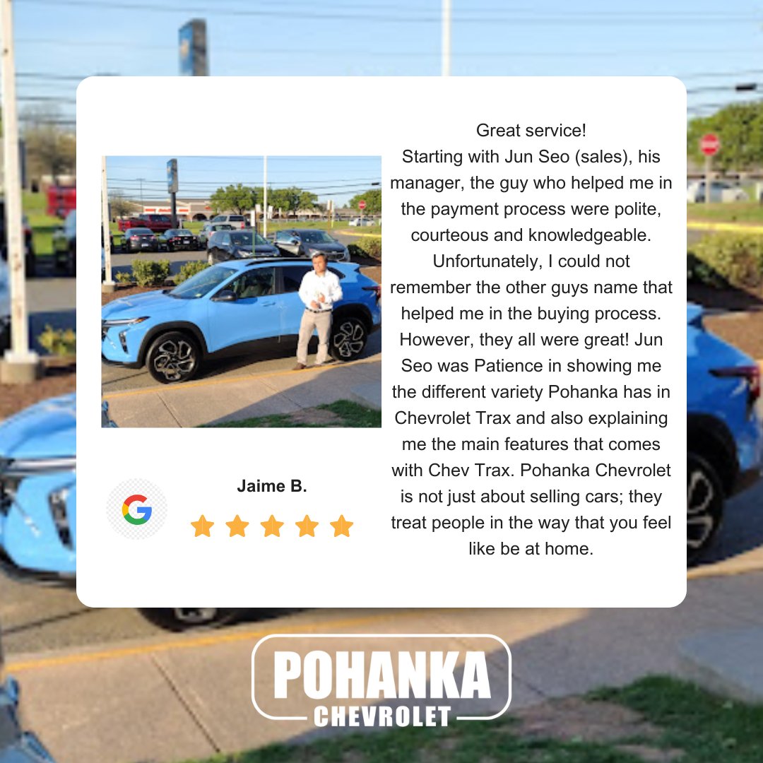 Your feedback fuels our passion for excellence here at Pohanka Chevrolet. Thank you for being a valued part of our journey! 🌟

#ilovepohanka #pohankachevrolet #chantillyva #customerreview #grateful