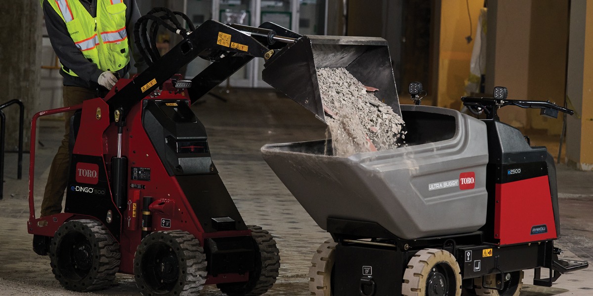 Ready for your next inside job? Say hello to the ultimate combo: the Toro eDingo 500 and electric Ultra Buggy e2500! Demo, scrape, haul—it's all covered. #ZeroEmissions #CleanEnergy #ElectricBuggy #eDingo500