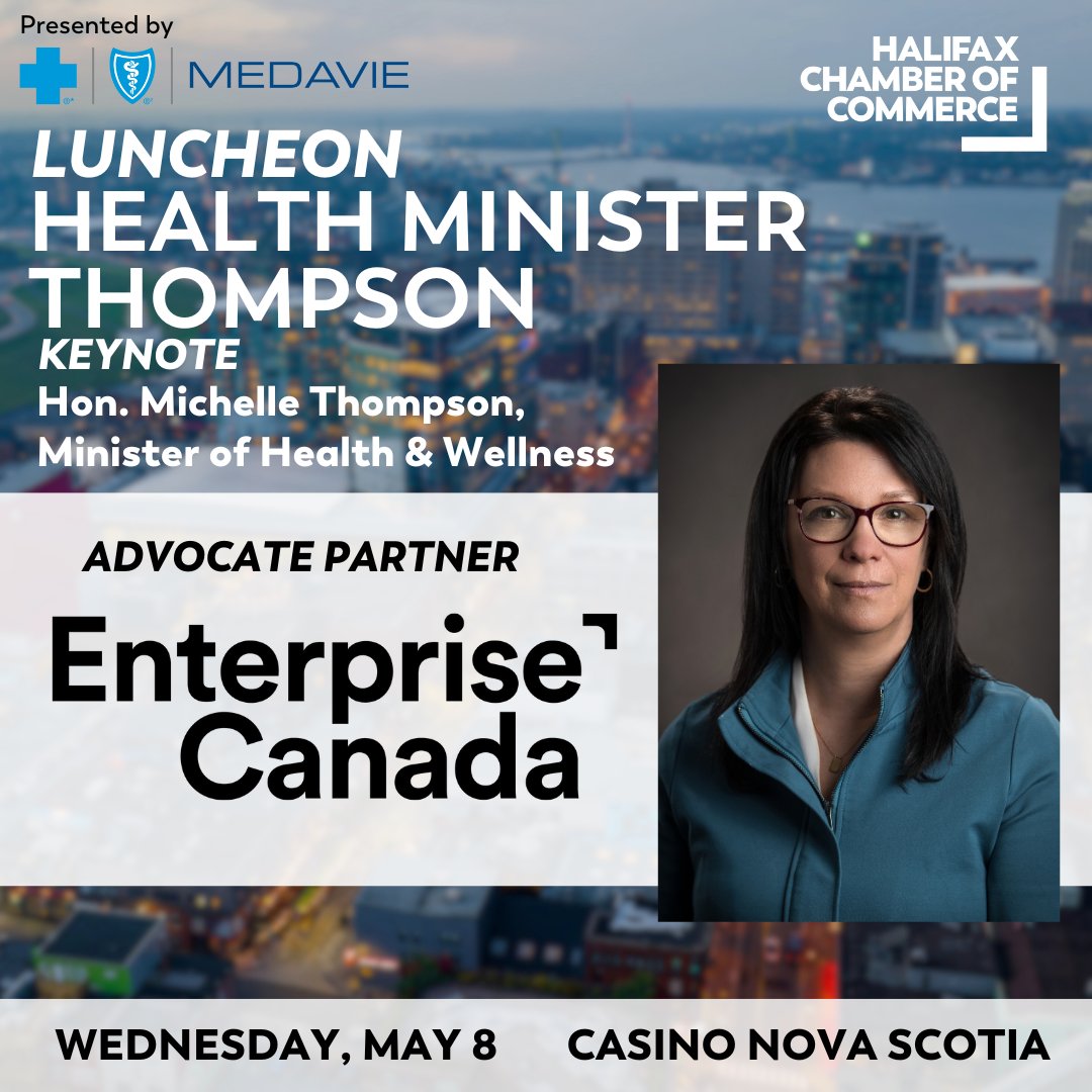 TWO DAYS LEFT TO REGISTER! Please join us for a lunch on May 8th with Nova Scotia Minister of Health & Wellness, the Honourable Michelle Thompson. Register at business.halifaxchamber.com/events/details… @EntCanada
