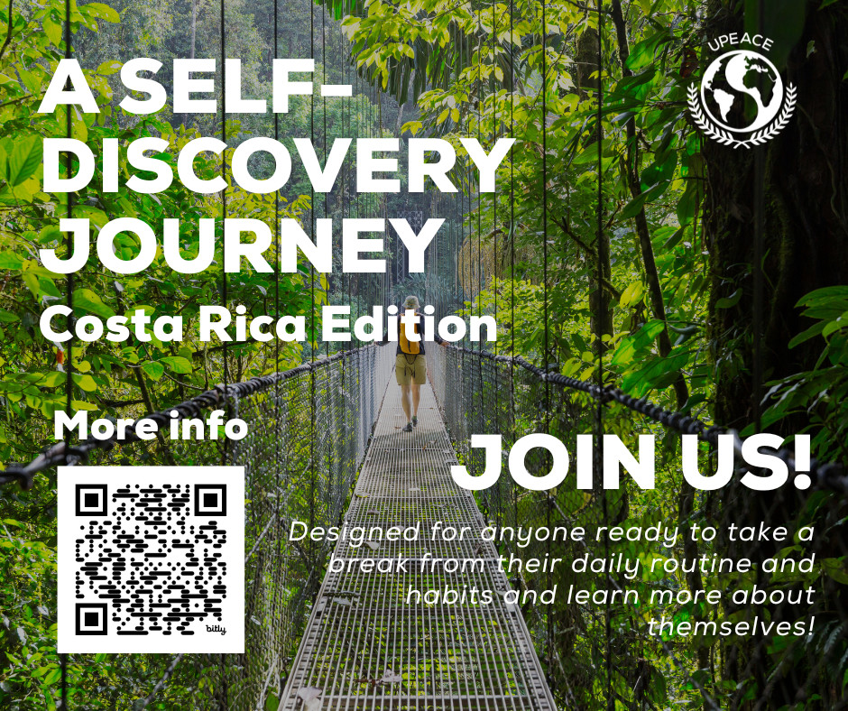 🌺 Immerse yourself in a life-changing experience! UPEACE presents a 9-day 'Self-discovery Journey' with Dr. Nika Salvetti in Costa Rica. More info: bit.ly/47ugV3q?utm_ca…