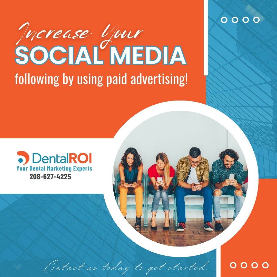 Increase your social media following by using paid advertising! Contact us today to get started. 

#digitalmarketing #dentalmarketing #marketingfordentists #paidads #advertising #paidadvertising #socialmediaadvertising