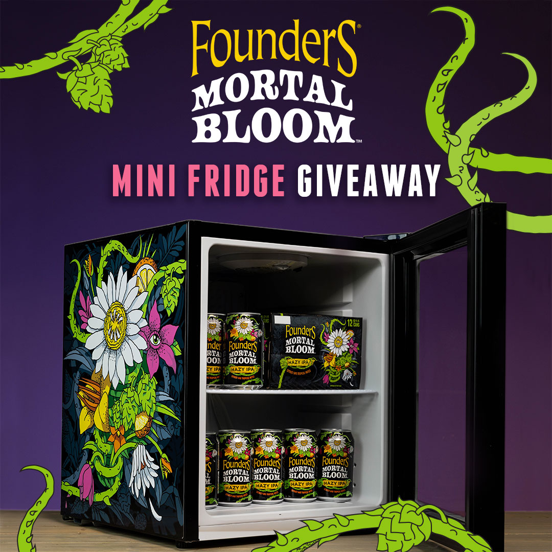 Ah yes, another giveaway to distract from my growing existential dread. Hold up, is that a mini fridge? Yes it is! We are giving you the chance to win a Mortal Bloom mini fridge. To enter, like, follow and tag a friend who you'd share a Mortal Bloom with. #MortalBloomGiveaway
