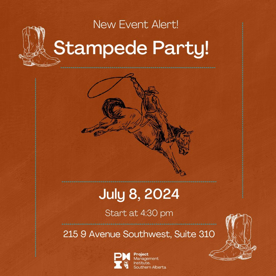 Join us for the #PMISAC Stampede Networking Event on July 8 at the Procom Offices. Network with project management professionals, enjoy snacks and beverages. Don't miss out on this opportunity! #PMI #pmisac #Networking #ProjectManagement #calgary #yyc #calgarystampede #party.