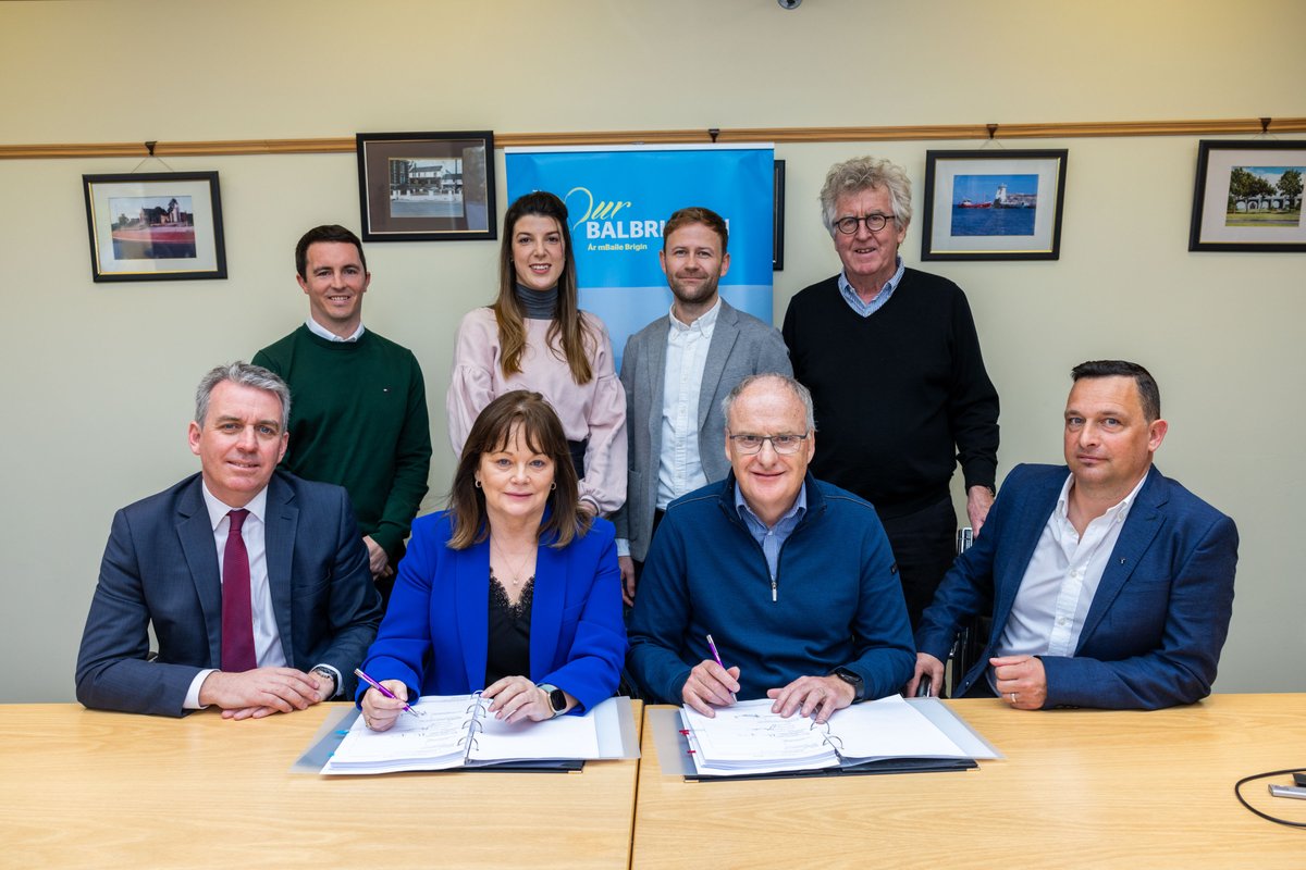 Another step towards the commencement of works to transform the Quay Street and Harbour area into an outstanding public space, with the signing of contracts by @Fingalcoco and developers John Craddock Ltd. Stay tuned to #OurBalbriggan social channels for more information.…